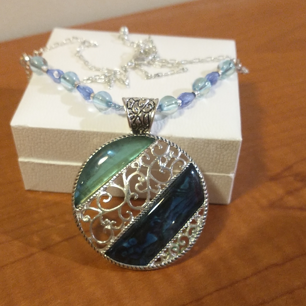 3/$10 Silver and Blue Pendant Necklace